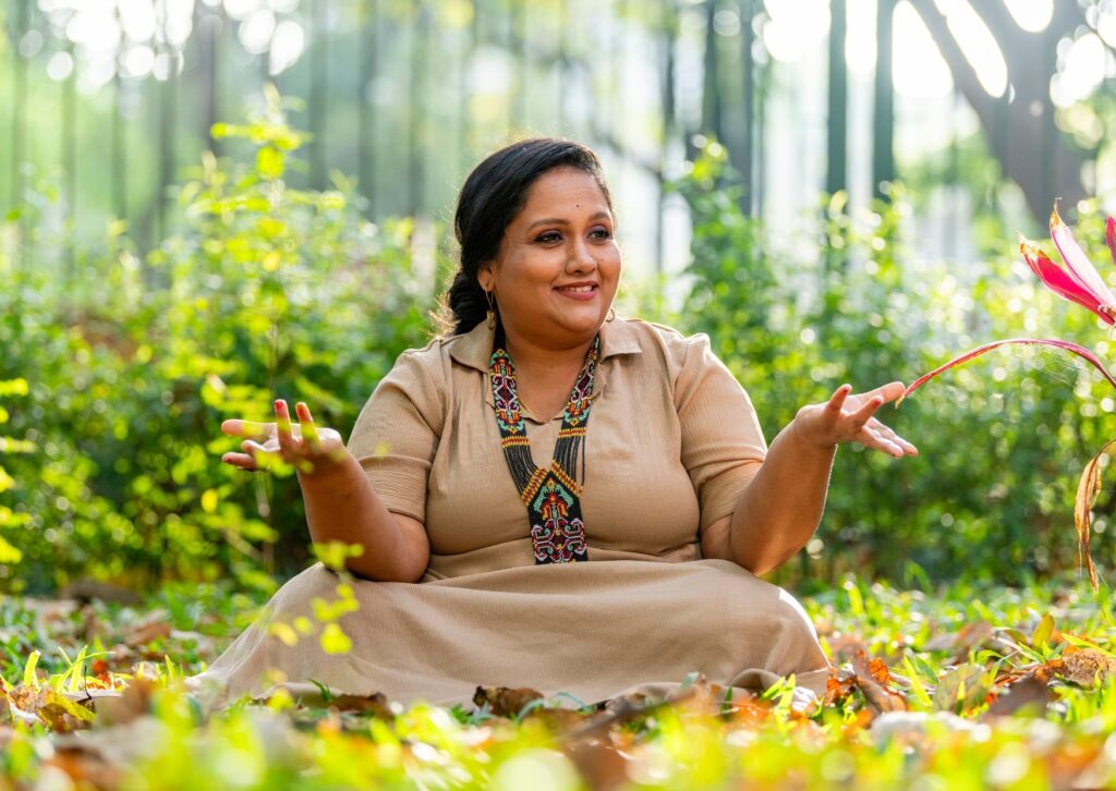 Woman embracing perimenopause with confidence through self awareness, menstrual cycle tracking, and emotional wellbeing.