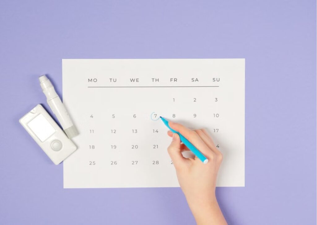 Woman tracking her menstrual cycle to understand perimenopause symptoms and hormonal changes after age 40.